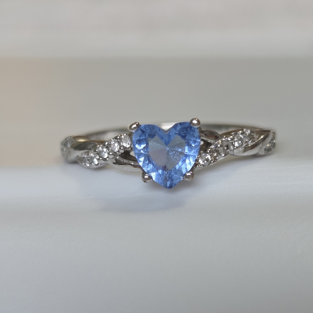 Charmed Aroma Heart Shaped Aqua/Sky Blue 925S Ring Sz 9